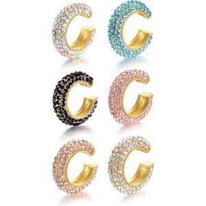 6pc CZ Ear Cuff Set • Non-Pierced • Clip-On Huggies